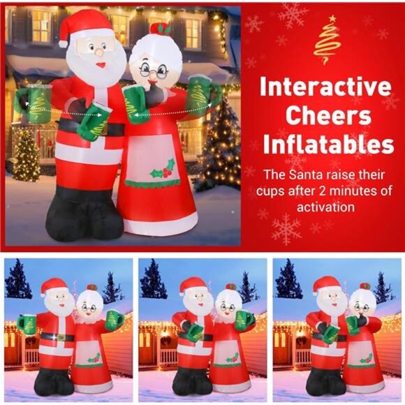 7FT Animated Christmas Inflatables Santa Claus Outdoor Decorations, - Picture 2 of 7